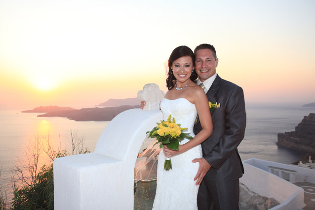 sunset wedding santorini