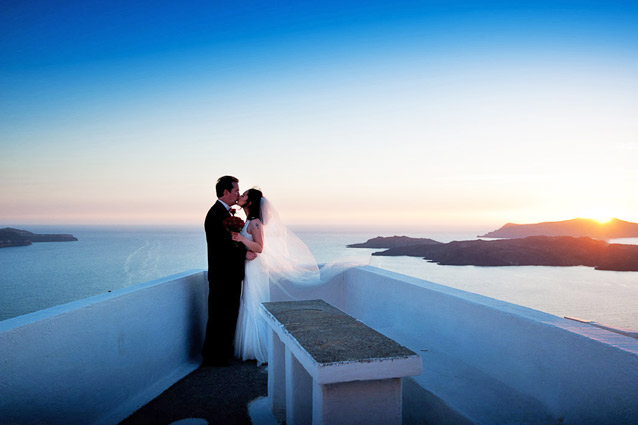 sunset wedding santorini