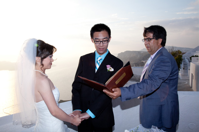 sunset wedding santorini