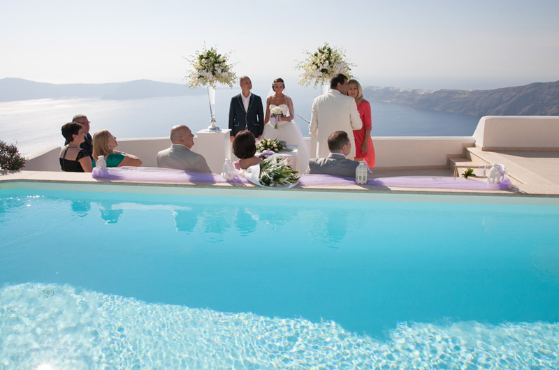 andromeda gold santorini wedding