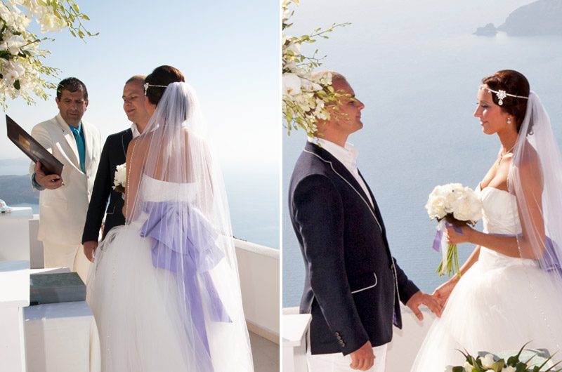 andromeda gold santorini wedding