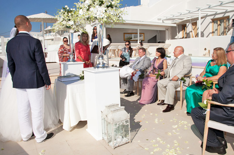 andromeda gold santorini wedding