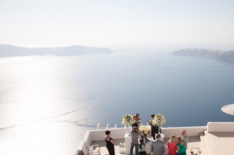 andromeda gold santorini wedding