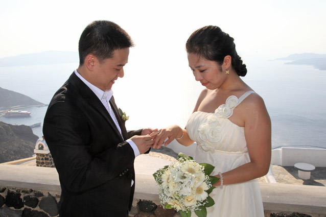 Wedding in Santorini Caldera Butterfly