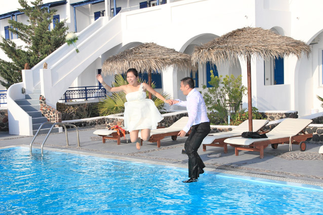 pool wedding santorini