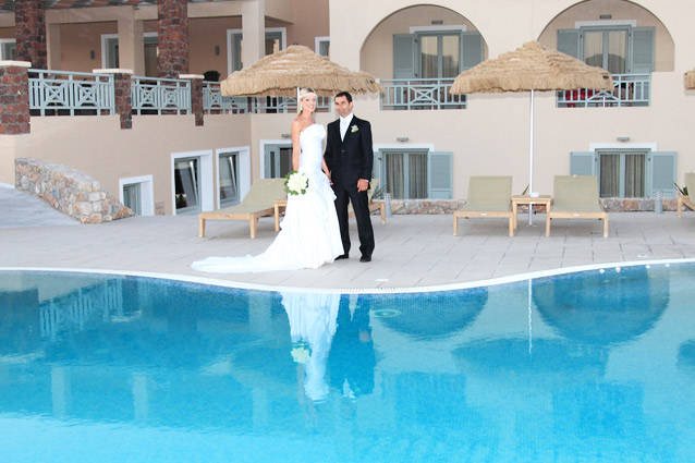 pool wedding santorini