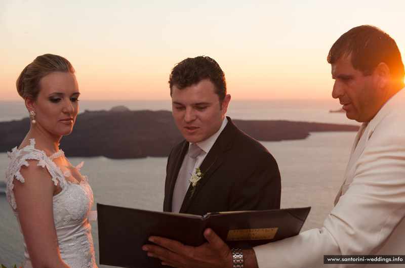 sunset wedding santorini