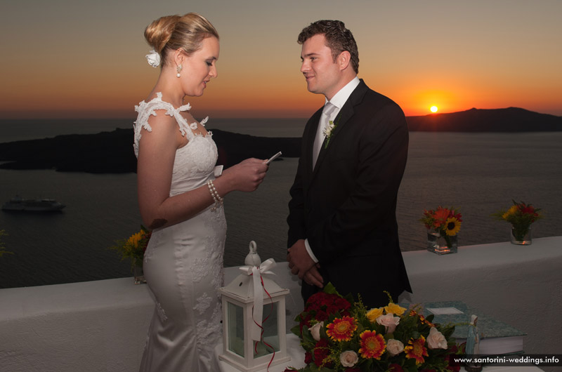 sunset wedding santorini