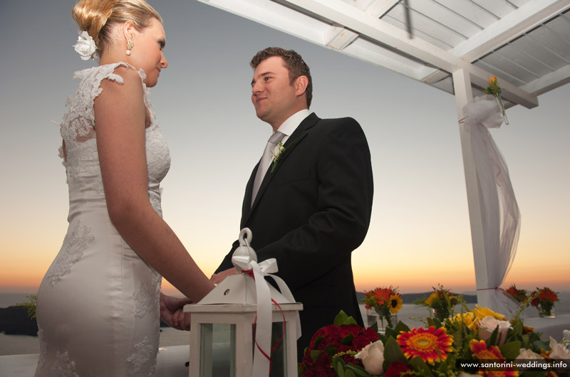 sunset wedding santorini